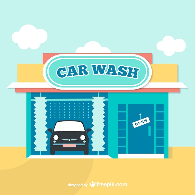 Vector car wash cartoon vector