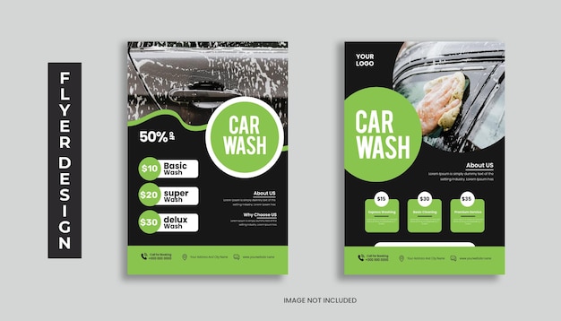 Vector car wash cleaning flyer amp poster design template