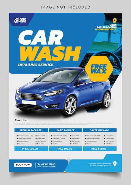 Vector car wash company flyer template with organized files