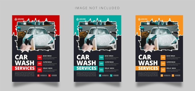 Vector car wash creative best flyer design