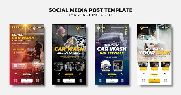 Vector car wash and detailing social media instagram story banner and flyer template