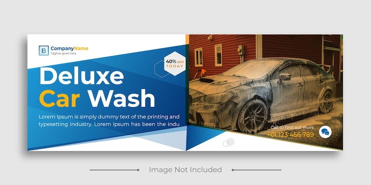 वेक्टर car wash facebook cover banner template car washing service social media and web banner template