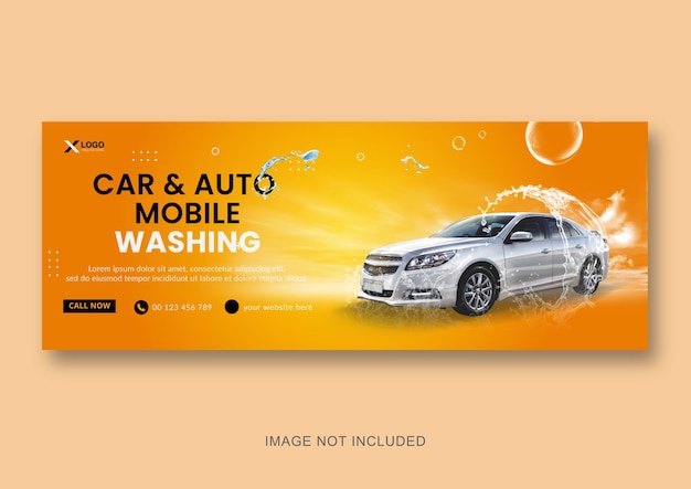 Vector car wash facebook cover banner template car washing service web banner template