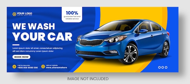 Car wash facebook cover or social media cover and web banner design template