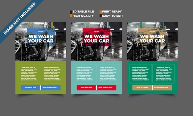 Vector car wash flyer design template car cleaning service flyer washing flyer automobile wash leaflet