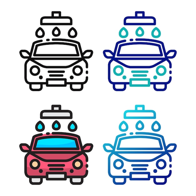 Car wash icon design in four variation color