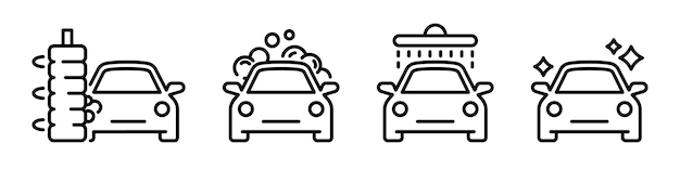 Car wash icons. car wash vector icons set. car cleaning service. car wash