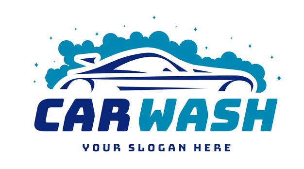 Car wash logo color flat style isolated