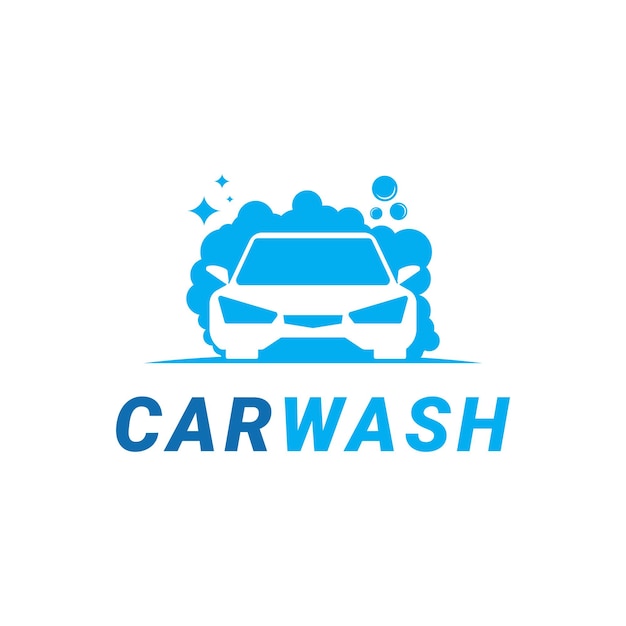 Car wash logo design idee met bubbelzeep