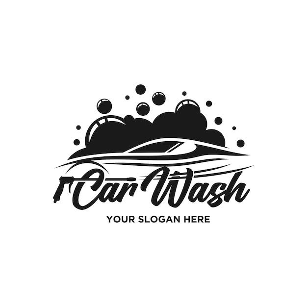 Car wash logo met een auto op een witte achtergrond