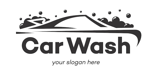 Vector car wash logotype black color flat style