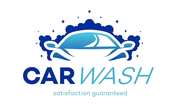 Car wash logotype blue color flat style