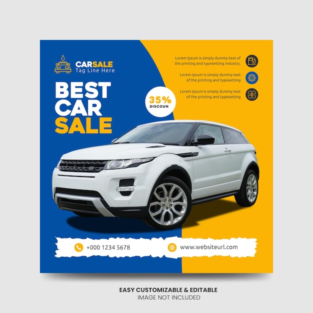 Promozione autolavaggio social media facebook instagram post banner design template servizio di noleggio auto s