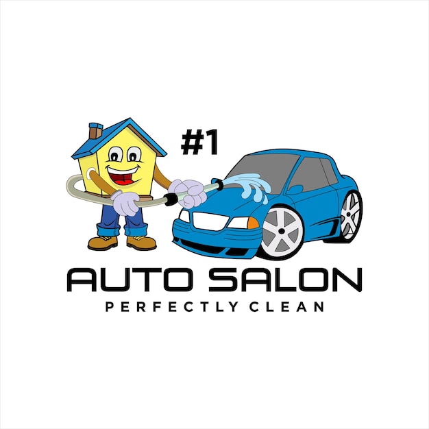 Car Wash and Salon Cartoon Logo Design Idea