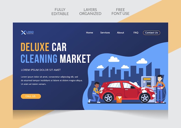 Car wash Selfservice automated car wash isometric landing page