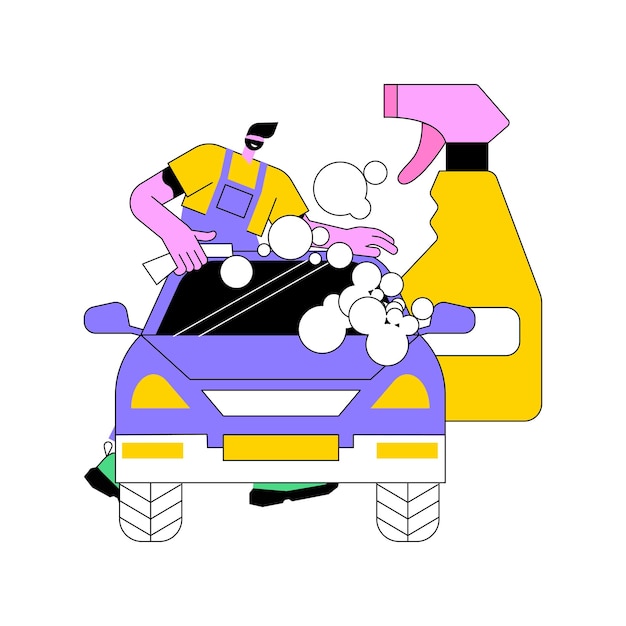 Vector car wash service abstract concept vector illustration