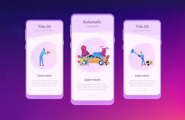 Car wash service app interface sjabloon.