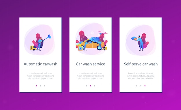 Vector car wash service app interface template.