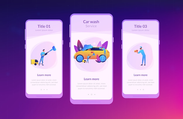 Vector car wash service app interface template