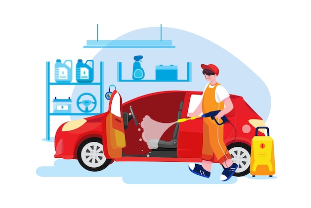 Car wash service illustration concept