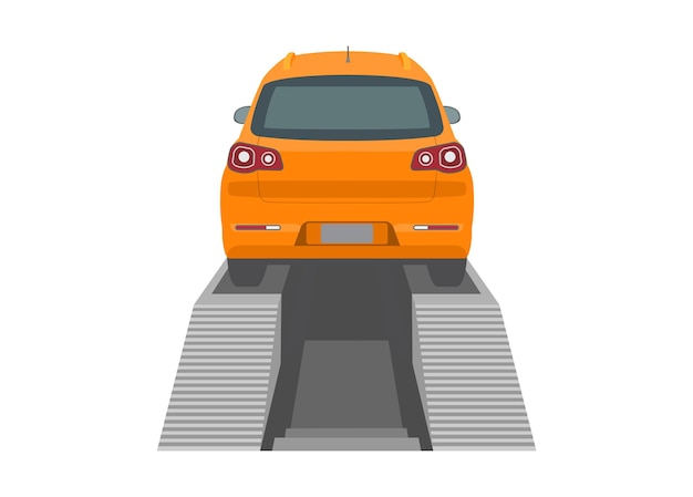 Car wash service platform Simple flat illustration in perspective view