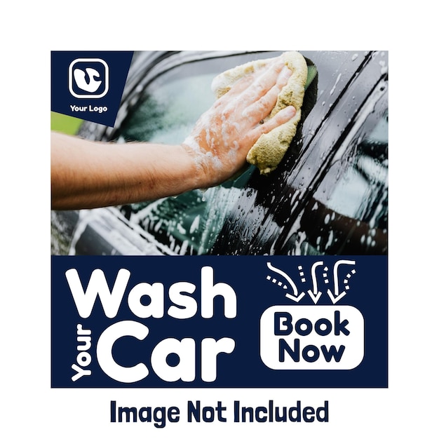 car wash service social media post template design vector