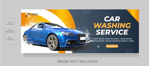 Car wash services Facebook banner automobile design template