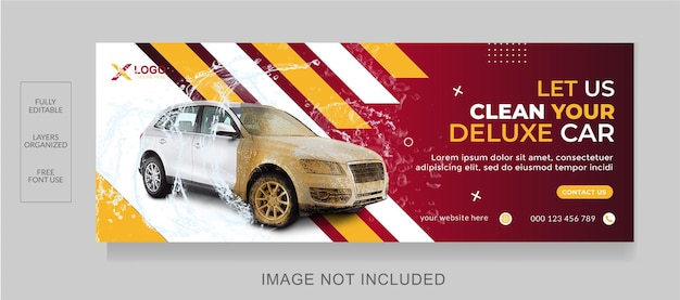 Vector car wash services facebook banner automobile design template