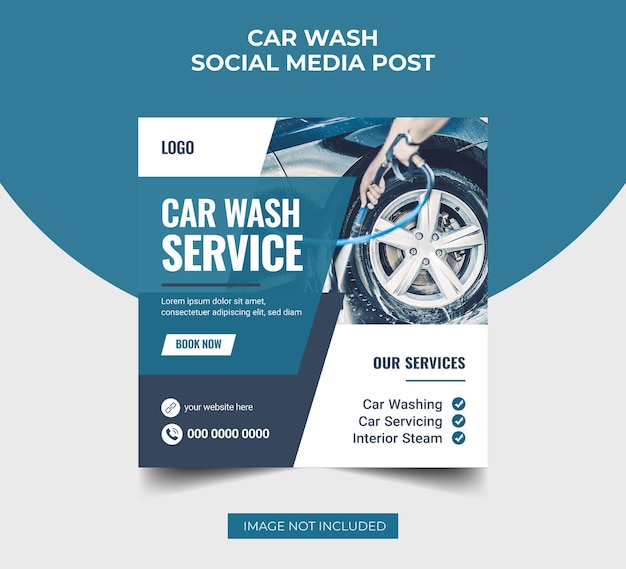 Car wash social media post design or banner template