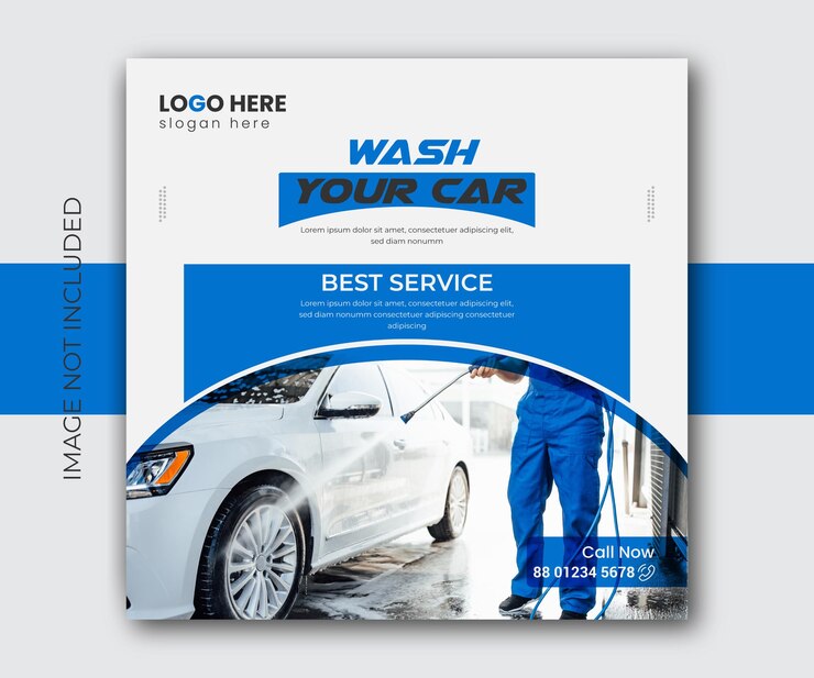 वेक्टर car wash social media post template and car cleaning service banner vector design