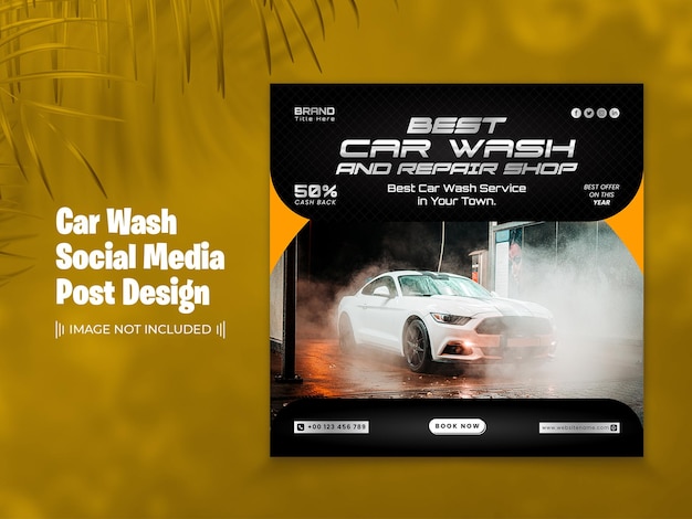 Vector car wash social media post template design