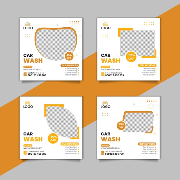 Car wash social media post and web banner set