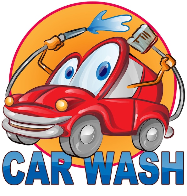 Car wash symbol cartoon isolated on white