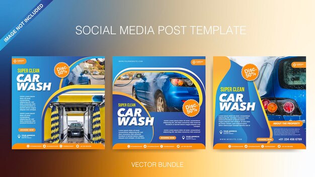 ソーシャルメディアのための洗車テンプレートベクトル