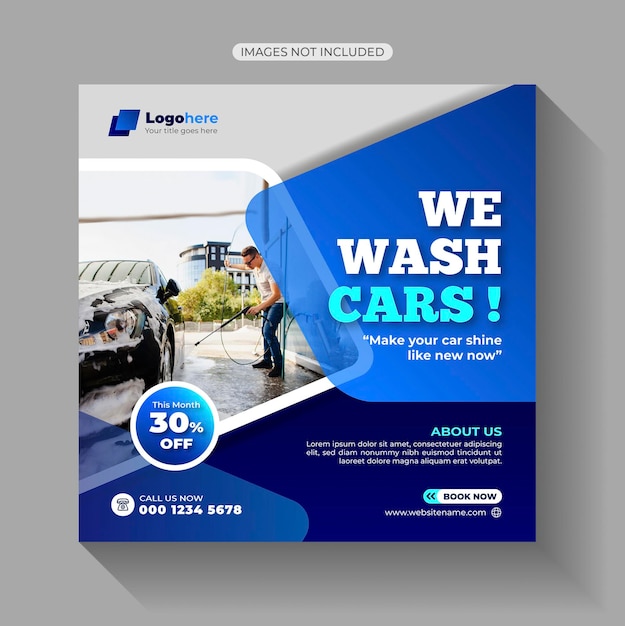 Vector car wash washing service rent social media post