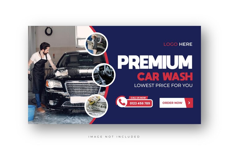 वेक्टर car wash web banner auto detailing web banner