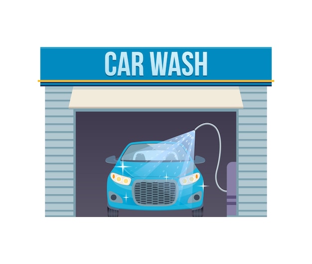 Vector car washing service center full self service facilities