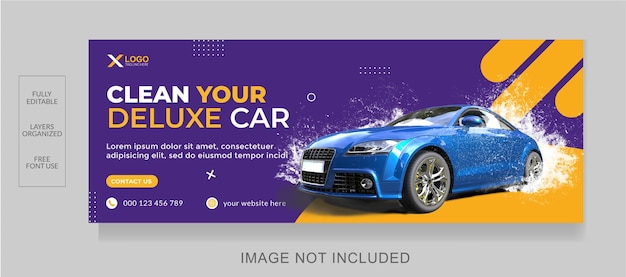 Car washing service facebook cover and web banner design template