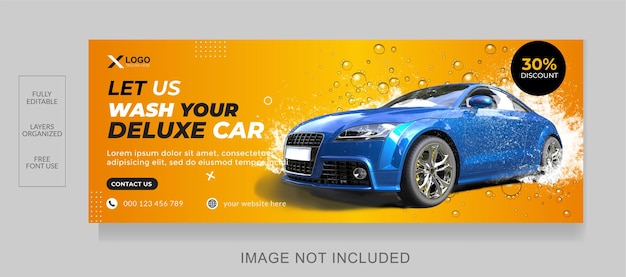 Обложка facebook для автомойки и шаблон дизайна веб-баннера