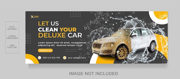 Car washing service facebook cover and web banner design template