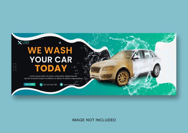 Car washing service social media cover and car washing service web banner design