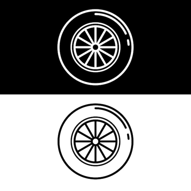 Car Wheel Icon Black and White Version illustration Design