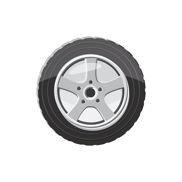 Car wheel icon in cartoon style on a white background