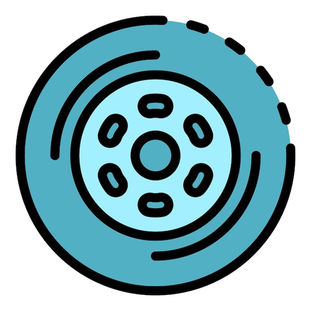 Car wheel icon Outline car wheel vector icon color flat isolated