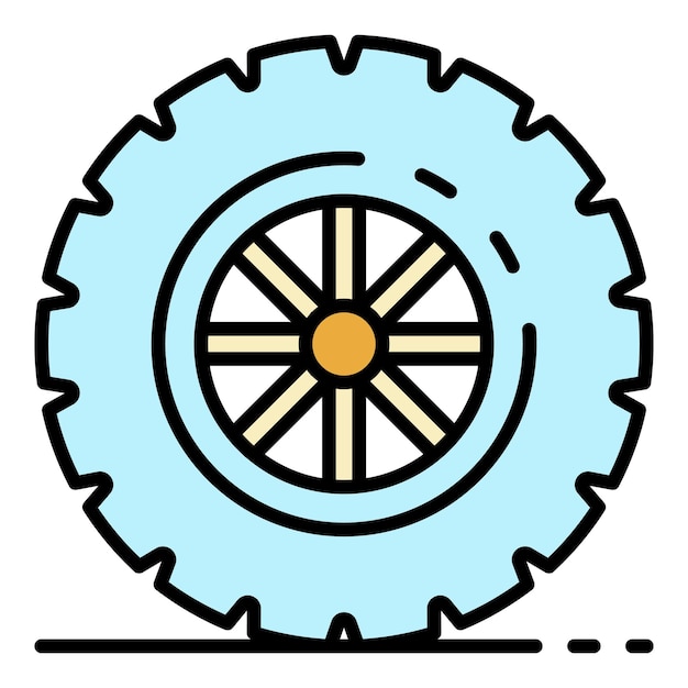 Car wheel icon Outline car wheel vector icon color flat isolated