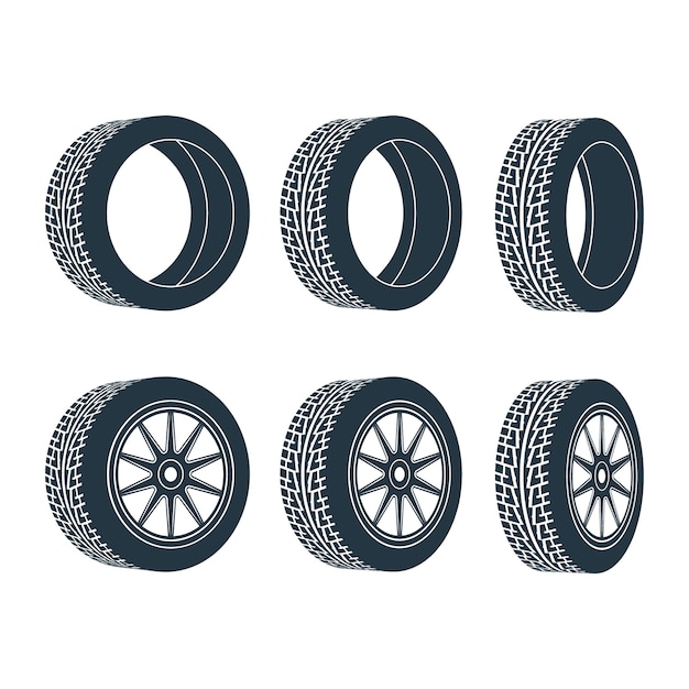 Vector car wheel rim, tires.