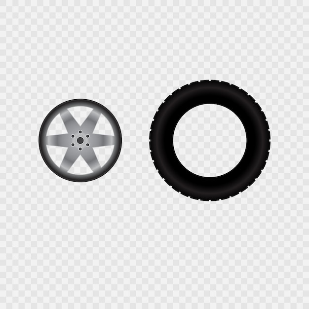 Vector car wheel and tire track