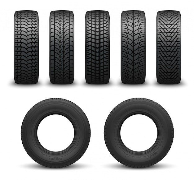 Vector car wheel tires or tyres 3d  . spare parts
