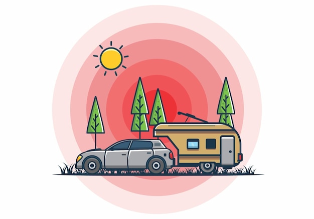 Car with additional towing box illustration