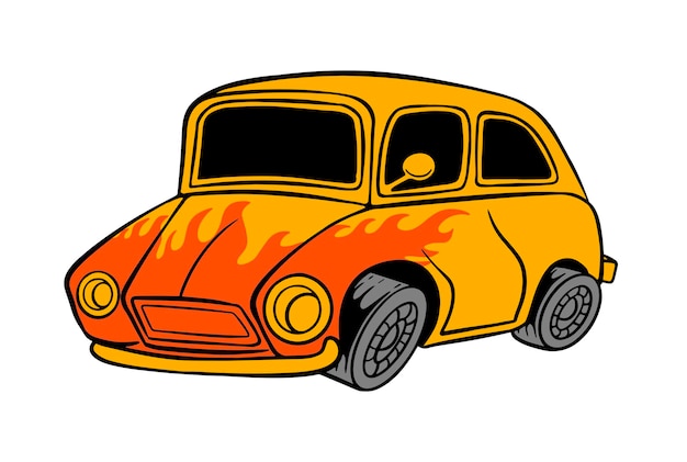 car with fire illustration